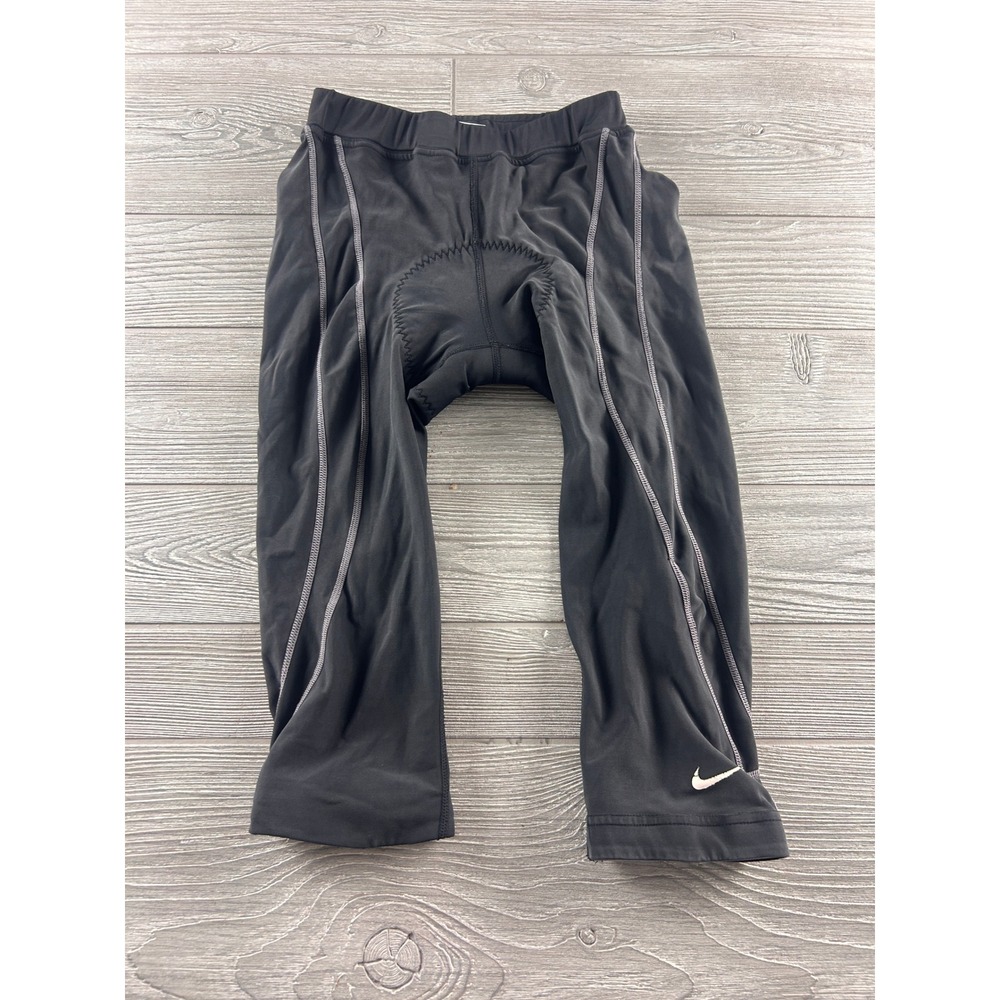 Nike Womens Padded Cycling Capri Leggings Black Grey Size Small 4-6 Bike Shorts